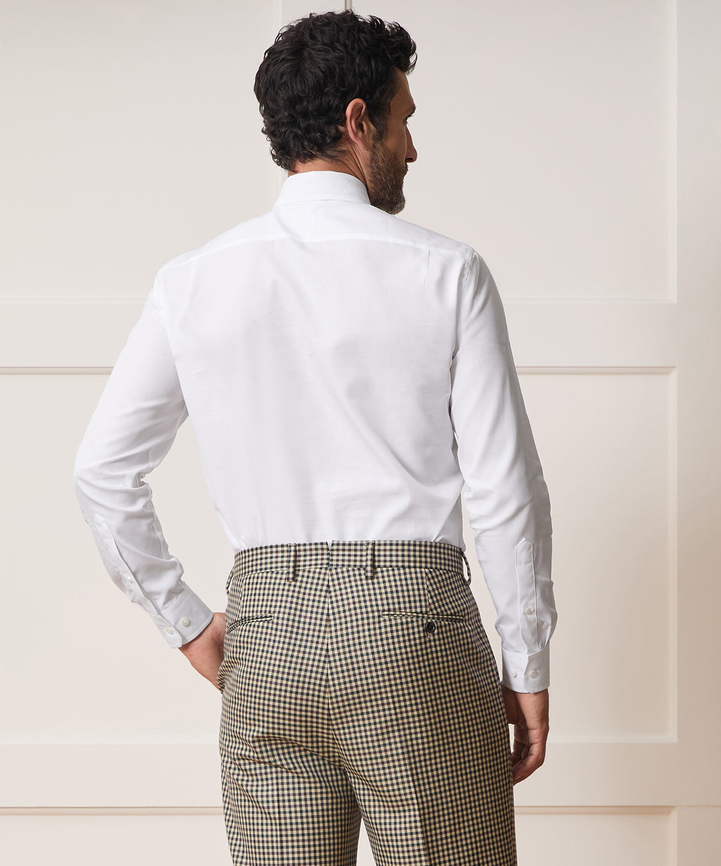 Cotton Poplin Long Point Collar Dress Shirt