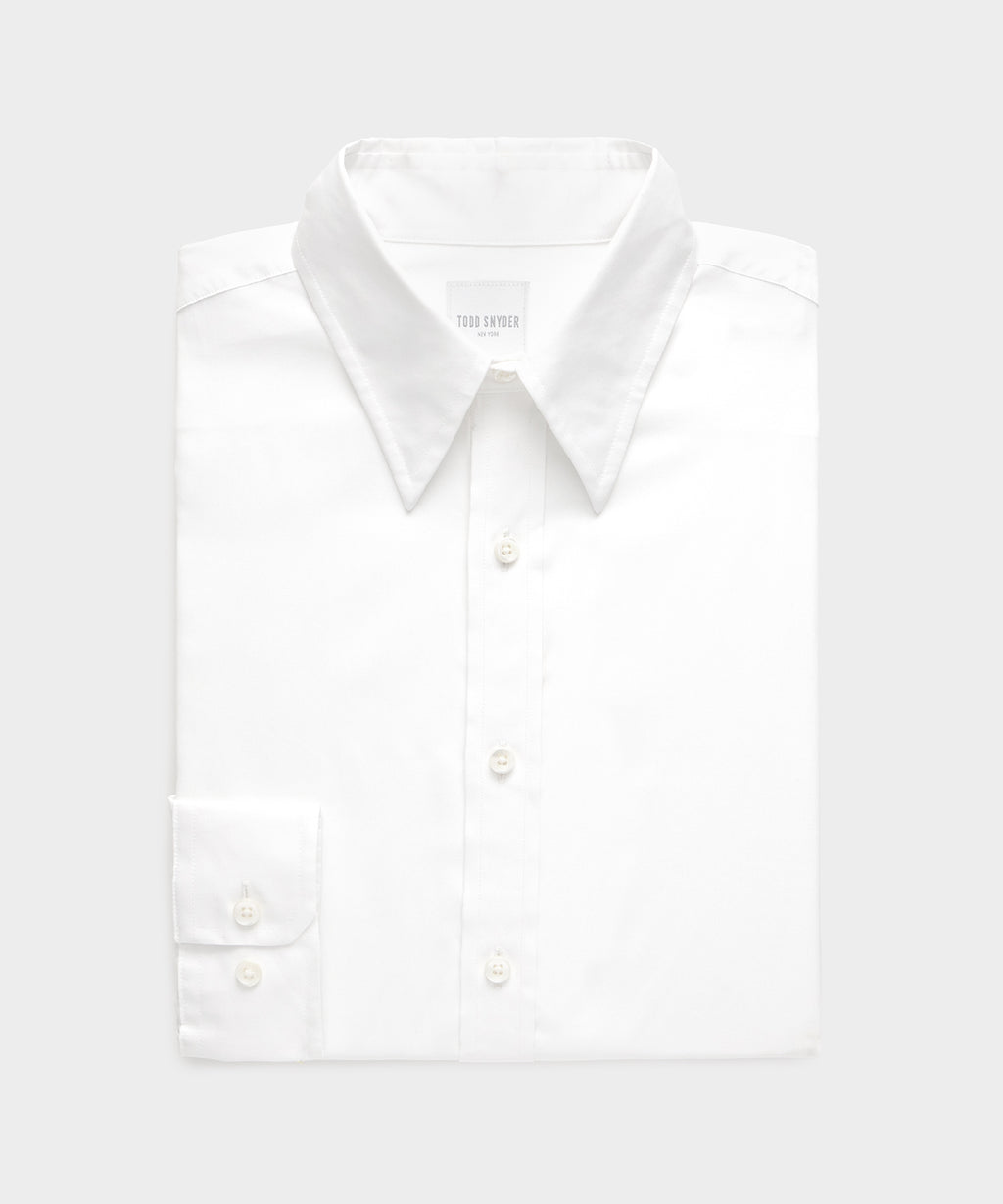 Cotton Poplin Long Point Collar Dress Shirt