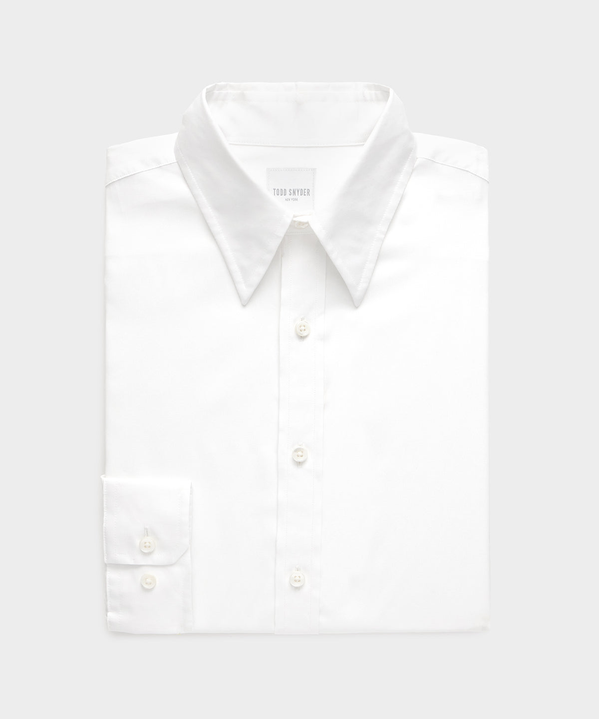 Cotton Poplin Long Point Collar Dress Shirt