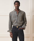 Linen Batik Camp Collar Shirt