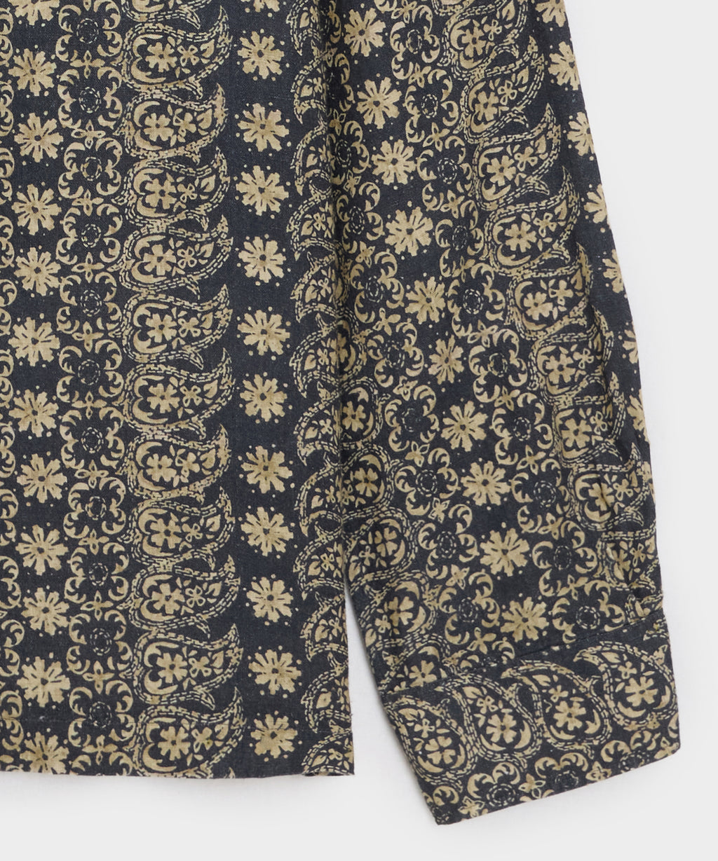 Linen Batik Camp Collar Shirt
