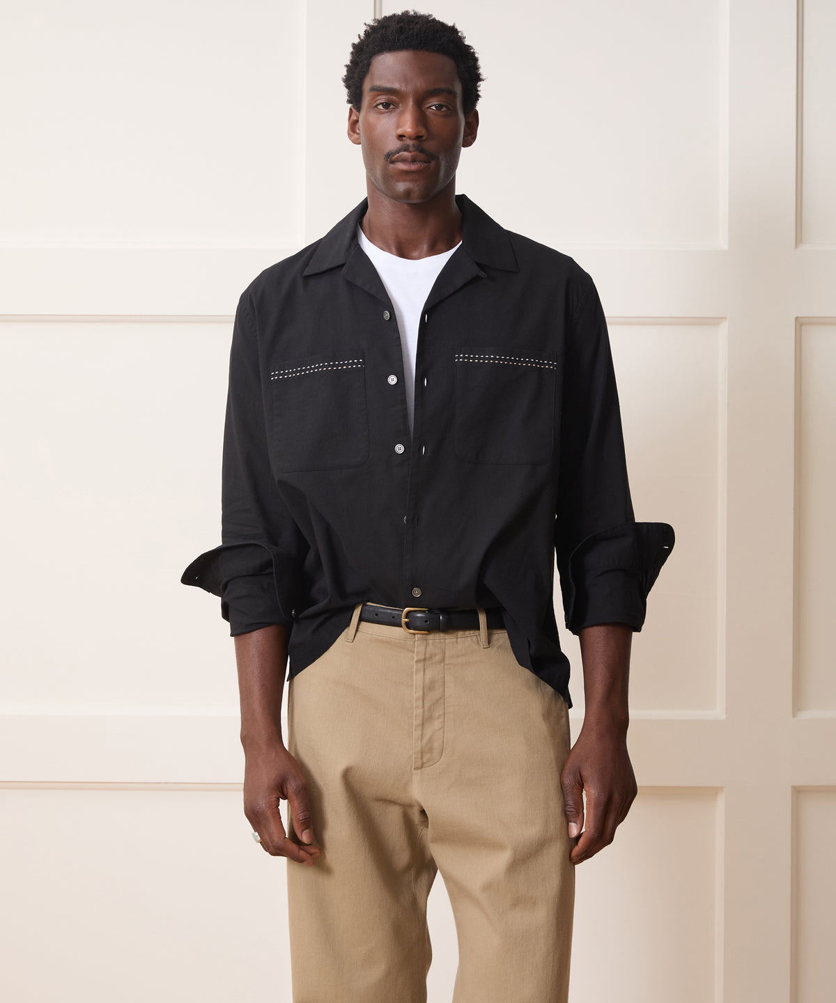 Embroidered Camp Collar Shirt