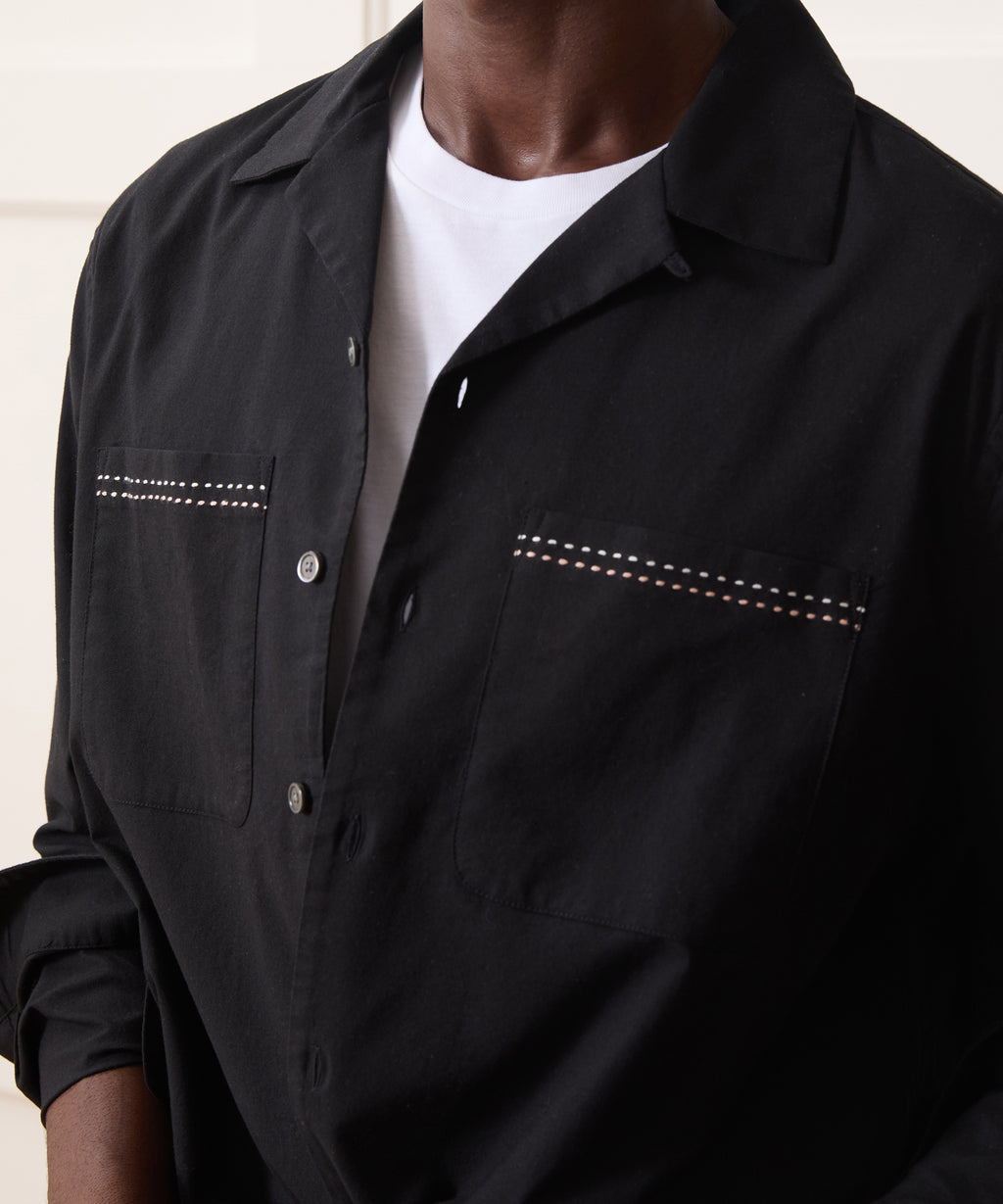Embroidered Camp Collar Shirt