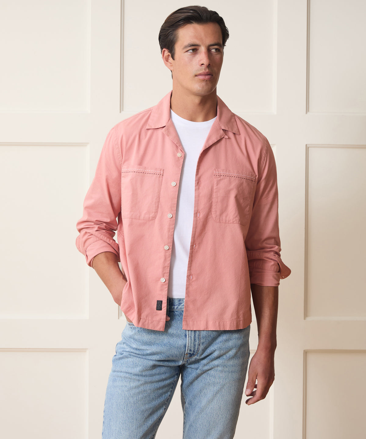 Embroidered Camp Collar Shirt