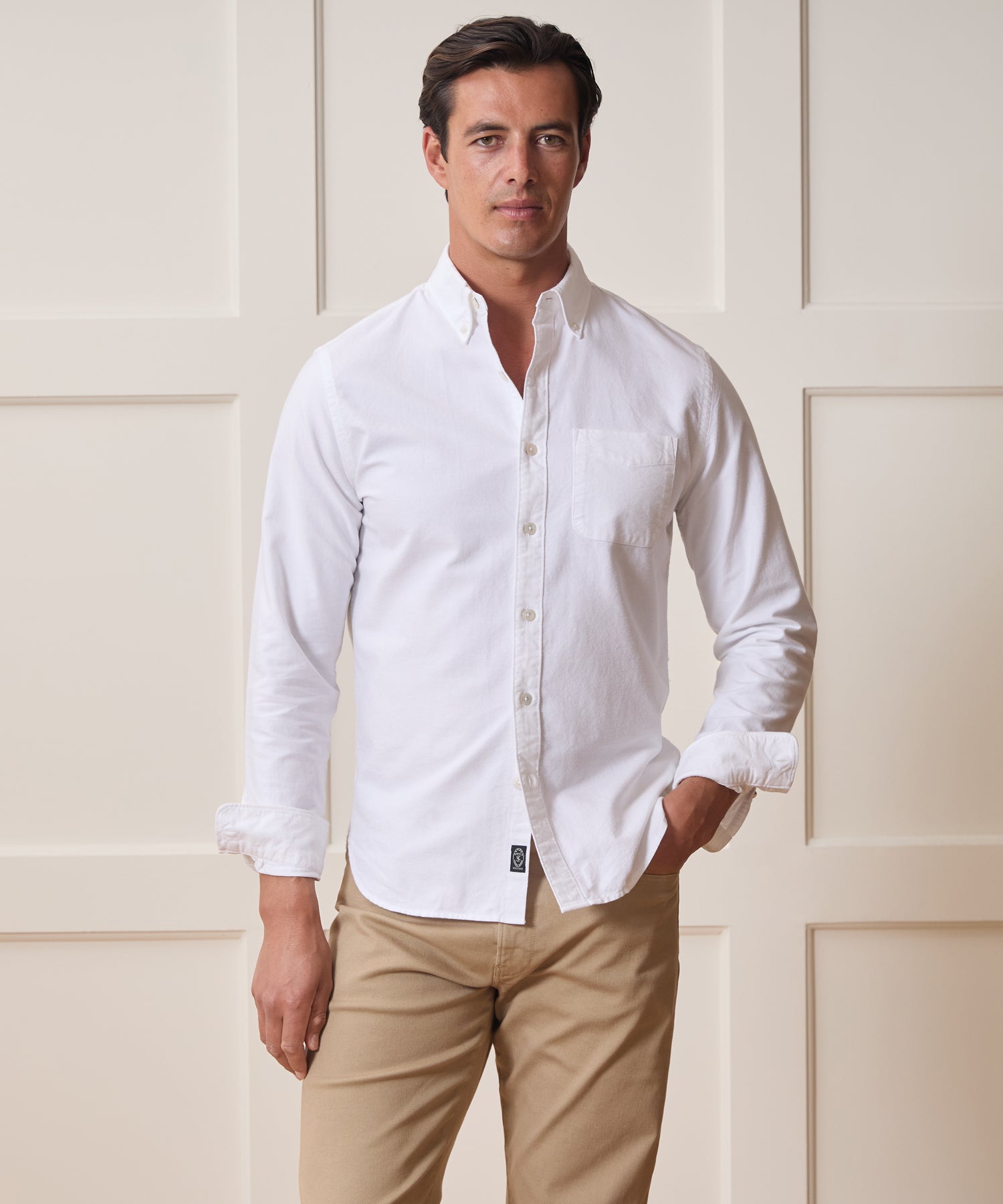 Classic Fit Japanese Selvedge Oxford Button-Down Collar Shirt in