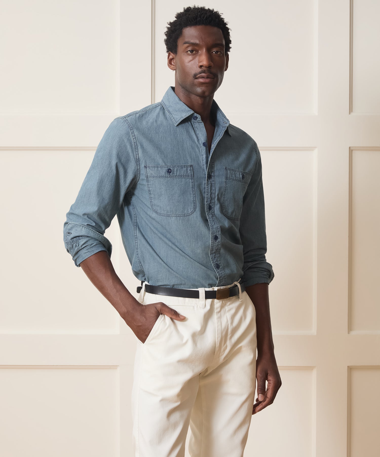 Slim Fit Japanese Chambray Work Shirt in Indigo – Todd Snyder