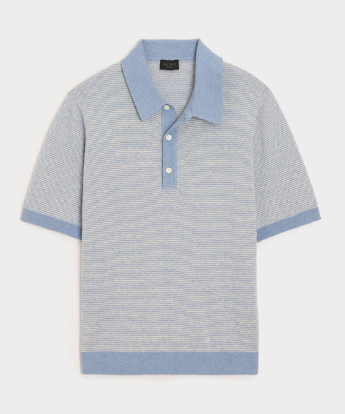 Linen Stripe Sweater Polo in Blue Ridge Stripe – Todd Snyder
