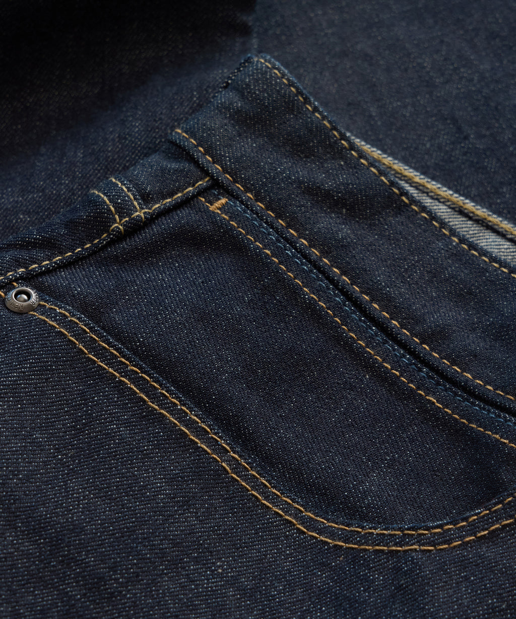 Straight Fit Japanese Selvedge Stretch Jean in Indigo