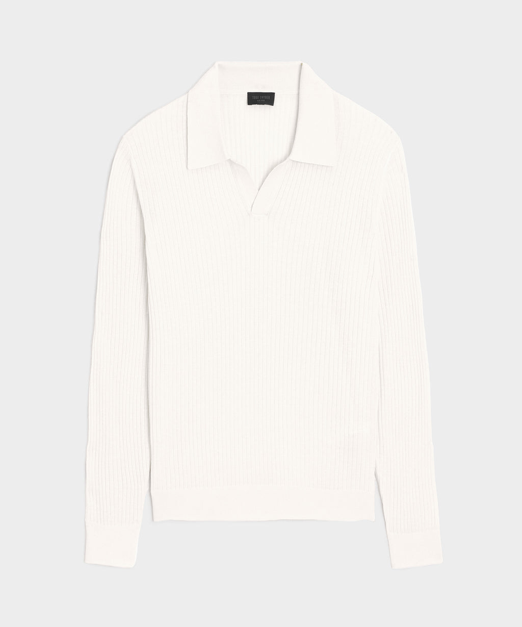 Silk-Cashmere Ribbed Montauk Sweater Polo
