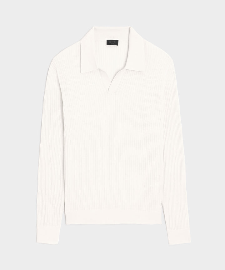 Silk-Cashmere Ribbed Montauk Sweater Polo
