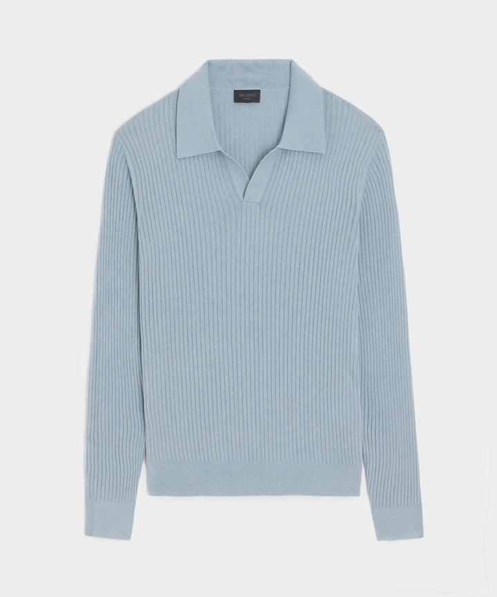 Silk-Cashmere Ribbed Montauk Sweater Polo