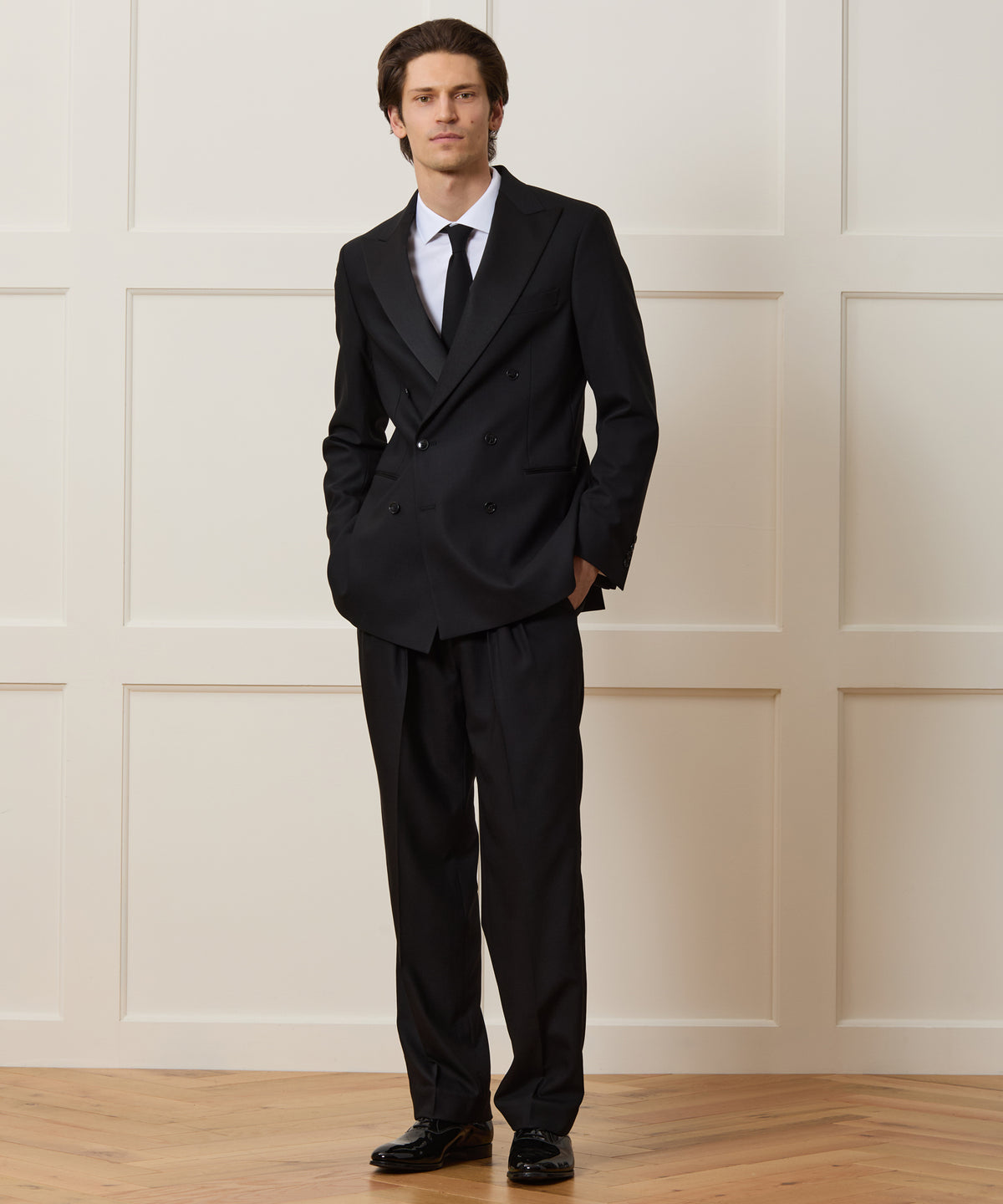 Relaxed Italian Wool Double-Breasted Tuxedo