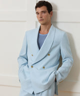 Italian Sueded Linen Double-Breasted Shawl Collar Jacket