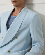 Italian Sueded Linen Double-Breasted Shawl Collar Jacket