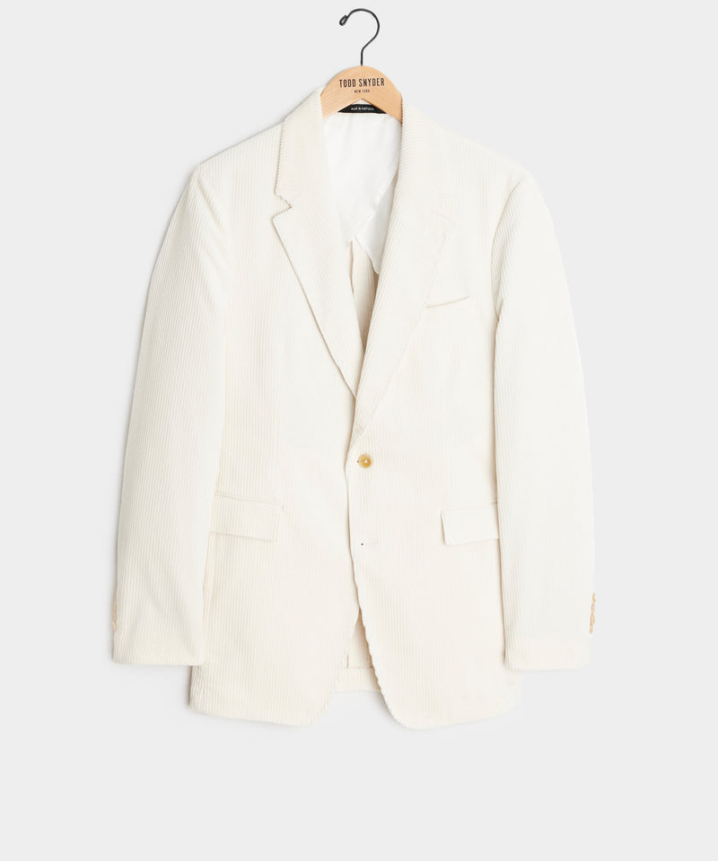 Italian Wide Wale Corduroy Sutton Jacket in White