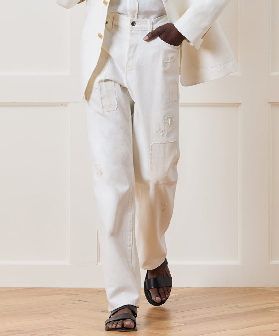 Relaxed Selvedge Jean in Distressed White – Todd Snyder