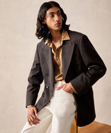 Italian Gabardine Wythe Jacket in Dark Brown