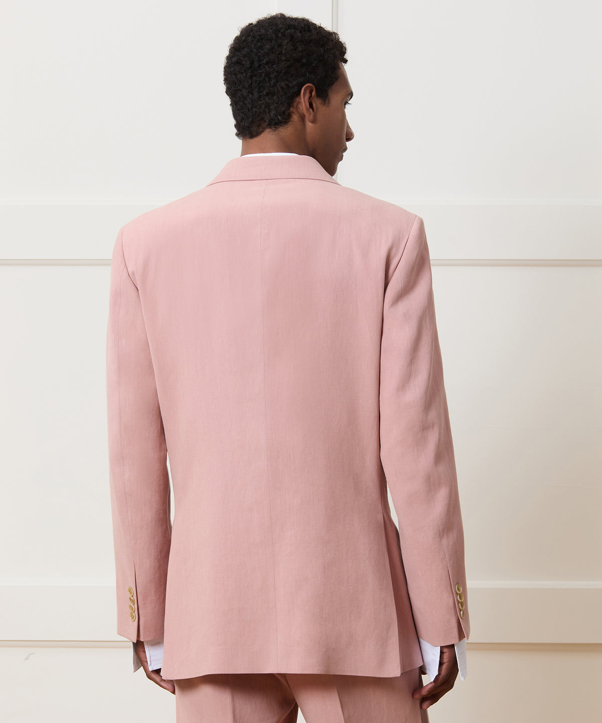 Relaxed Italian Sueded Linen Double-Breasted Tuxedo Jacket