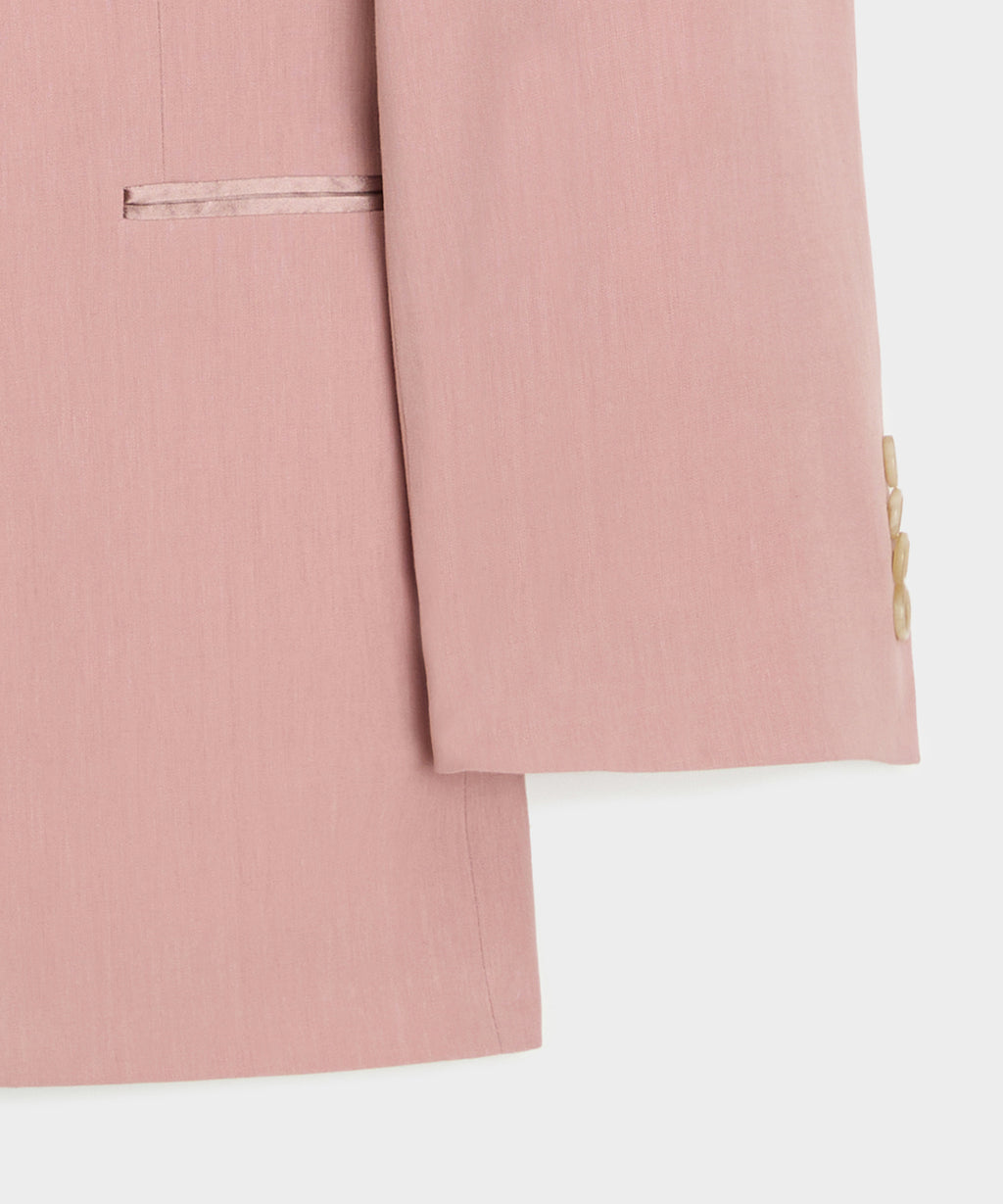 Relaxed Italian Sueded Linen Double-Breasted Tuxedo Jacket