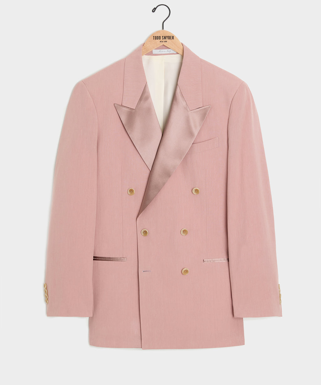 Relaxed Italian Sueded Linen Double-Breasted Tuxedo Jacket