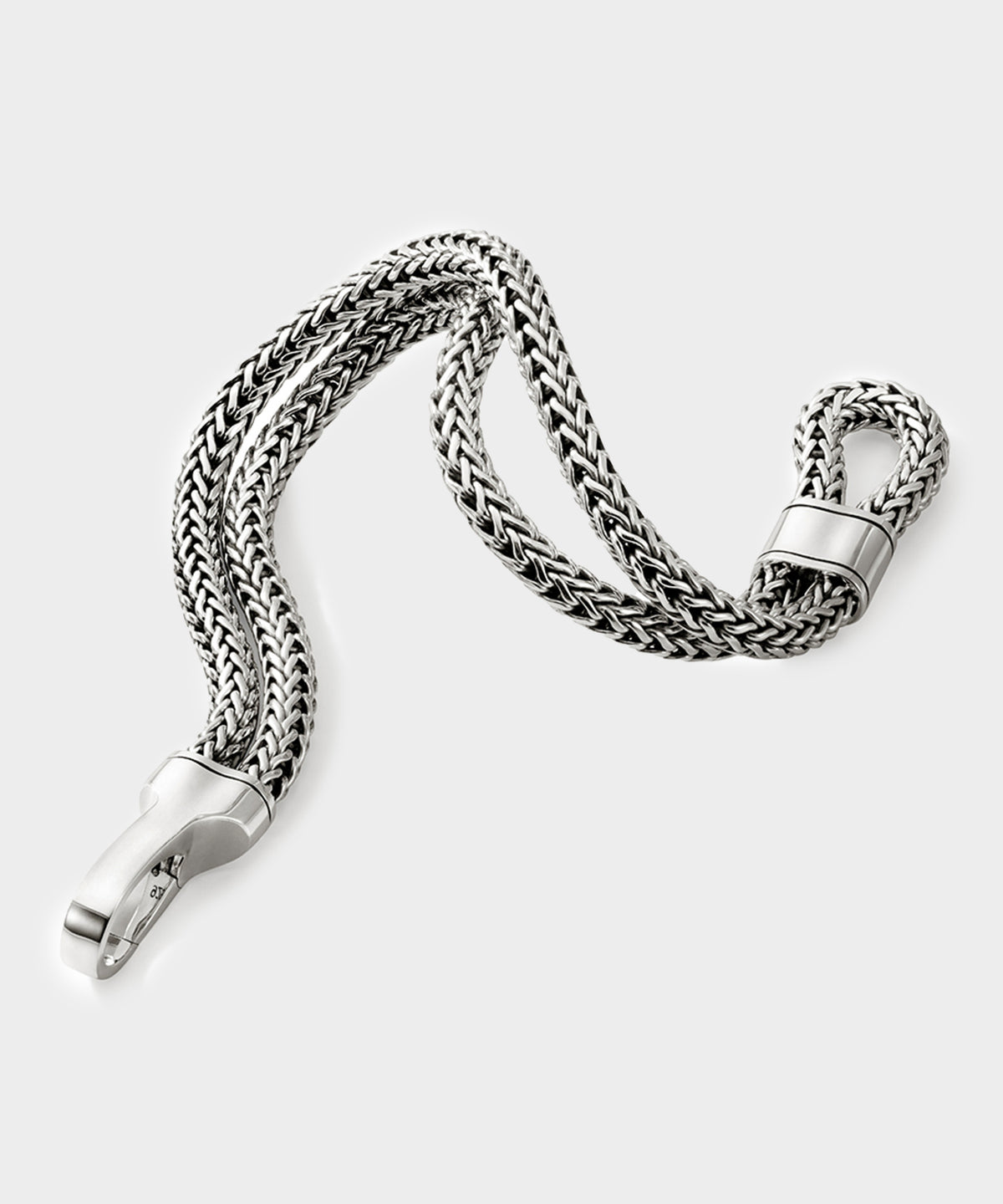 John Hardy Sterling Silver Double Row Bracelet with Hook Clasp