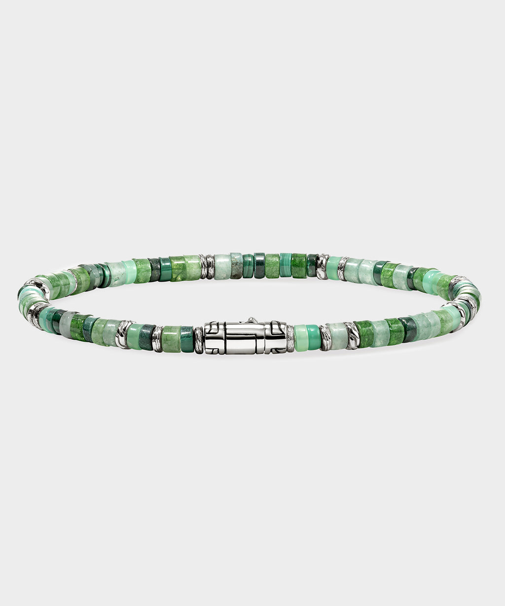 John Hardy Green Emerald Sterling Silver Heishi Bracelet
