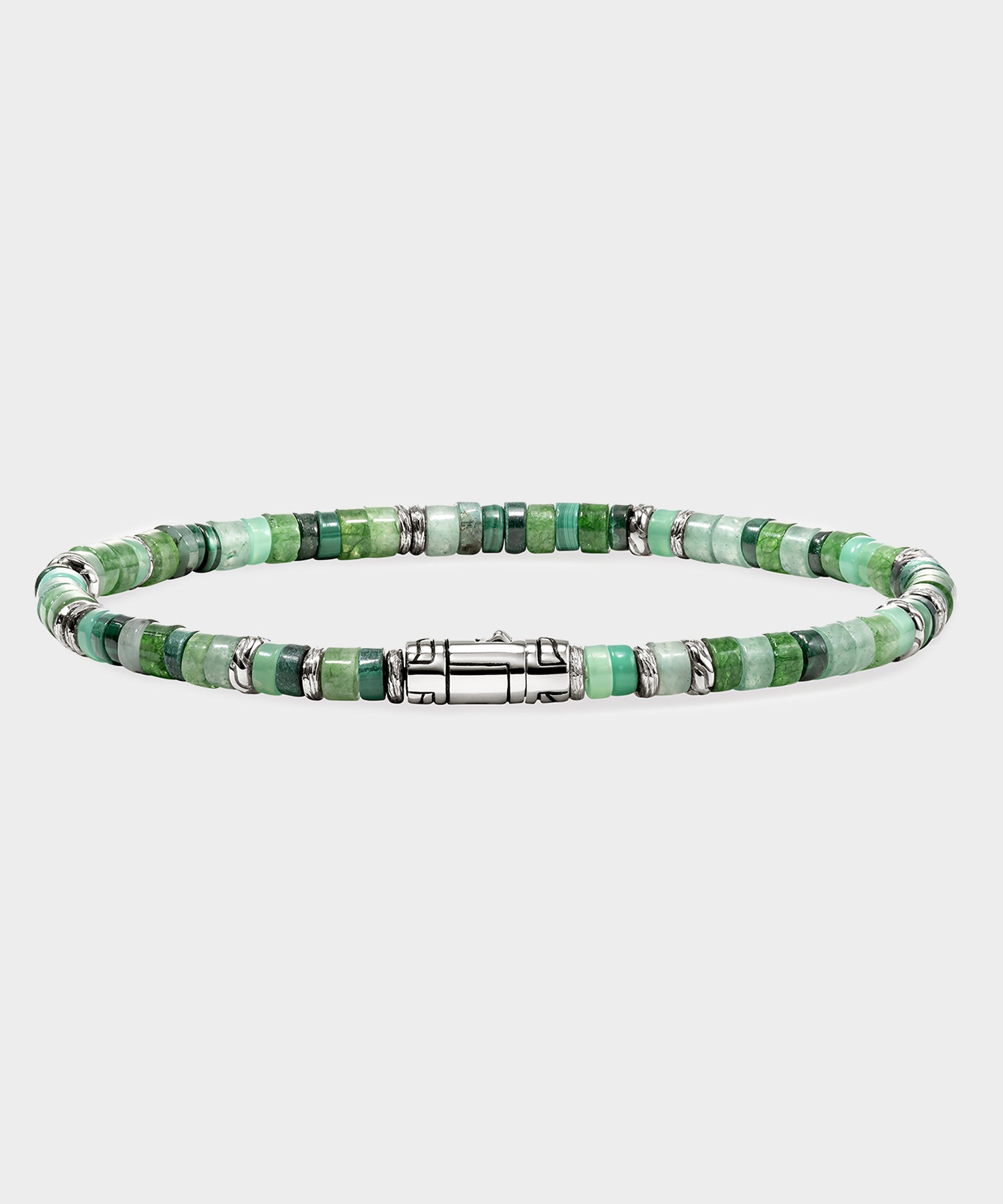 John Hardy Green Emerald Sterling Silver Heishi Bracelet