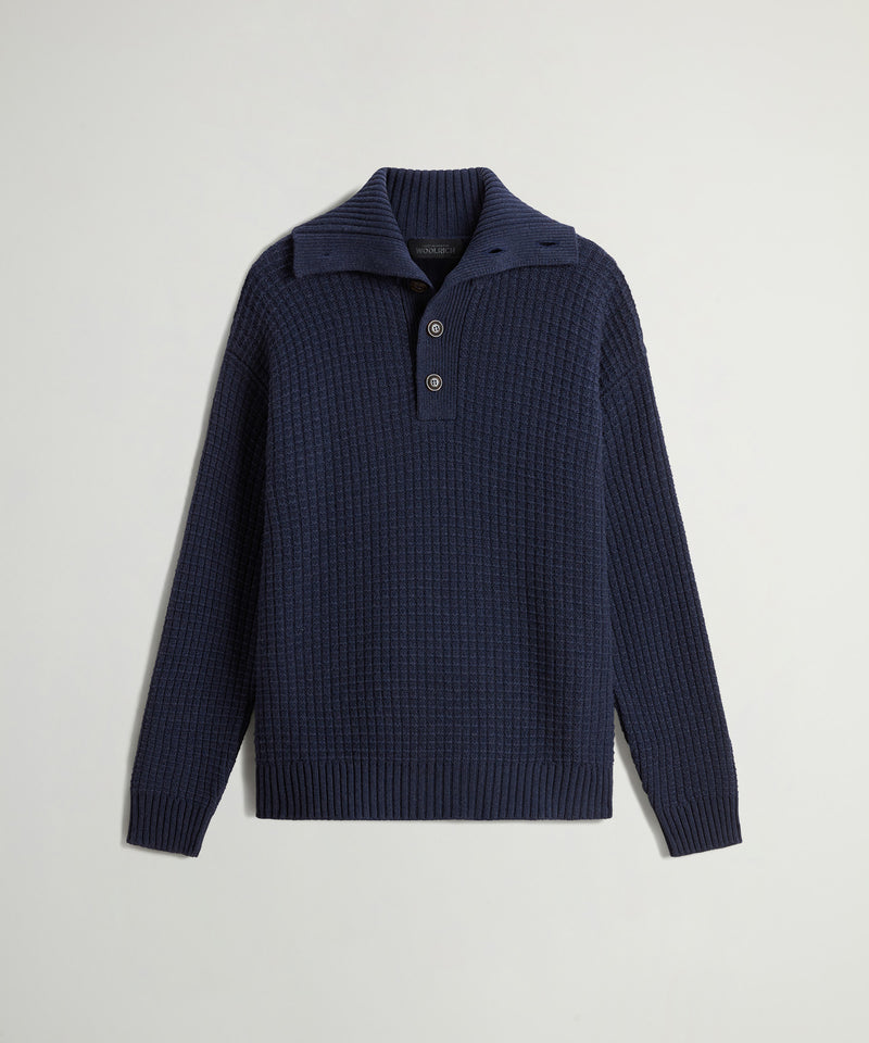Todd Snyder x Woolrich Wool-Cashmere Waffle Sweater Polo