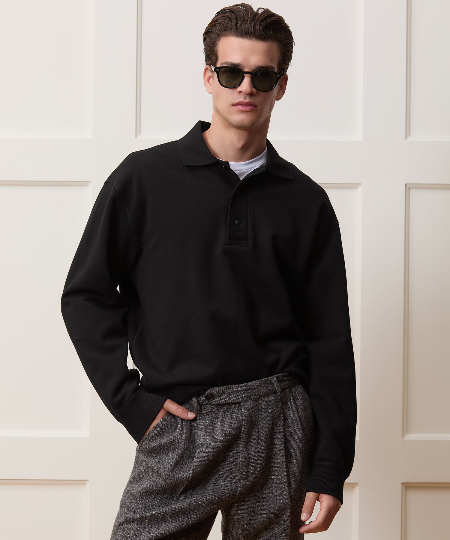 Soho Polo Sweatshirt in Black – Todd Snyder