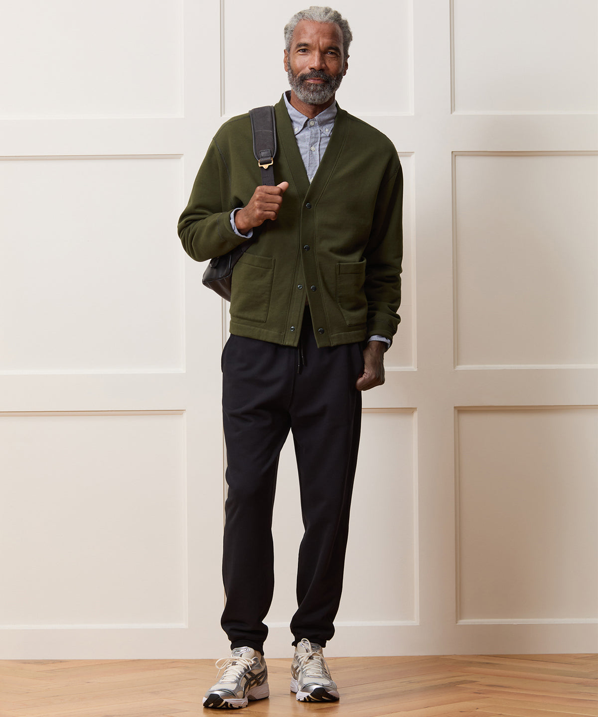 black dress green cardigan Men's Soho Sweatshirt in Olive, Size M Puffy Sleeves Dress