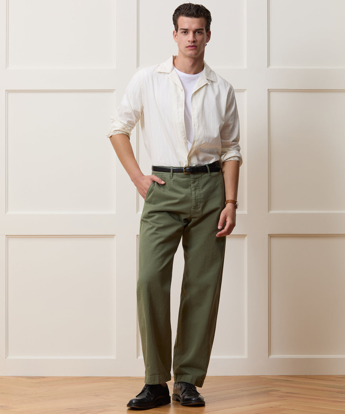 Brushed Poplin Camp Collar Shirt