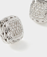 John Hardy Sterling Silver Carved Chain Stud Earring with Diamonds