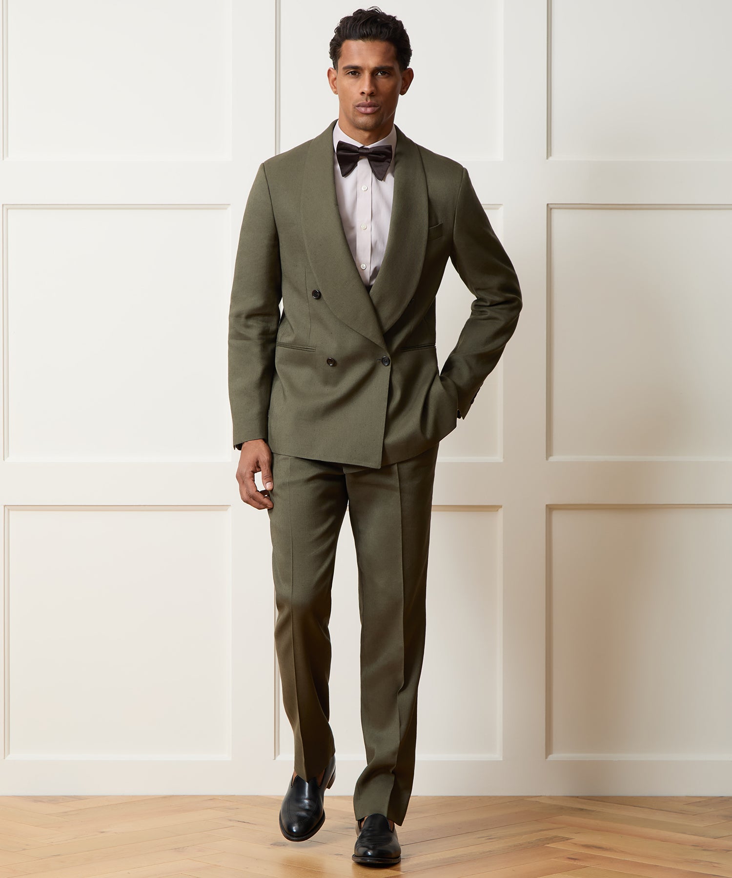 Italian Double-Breasted Shawl Collar Jacket in Olive – Todd Snyder