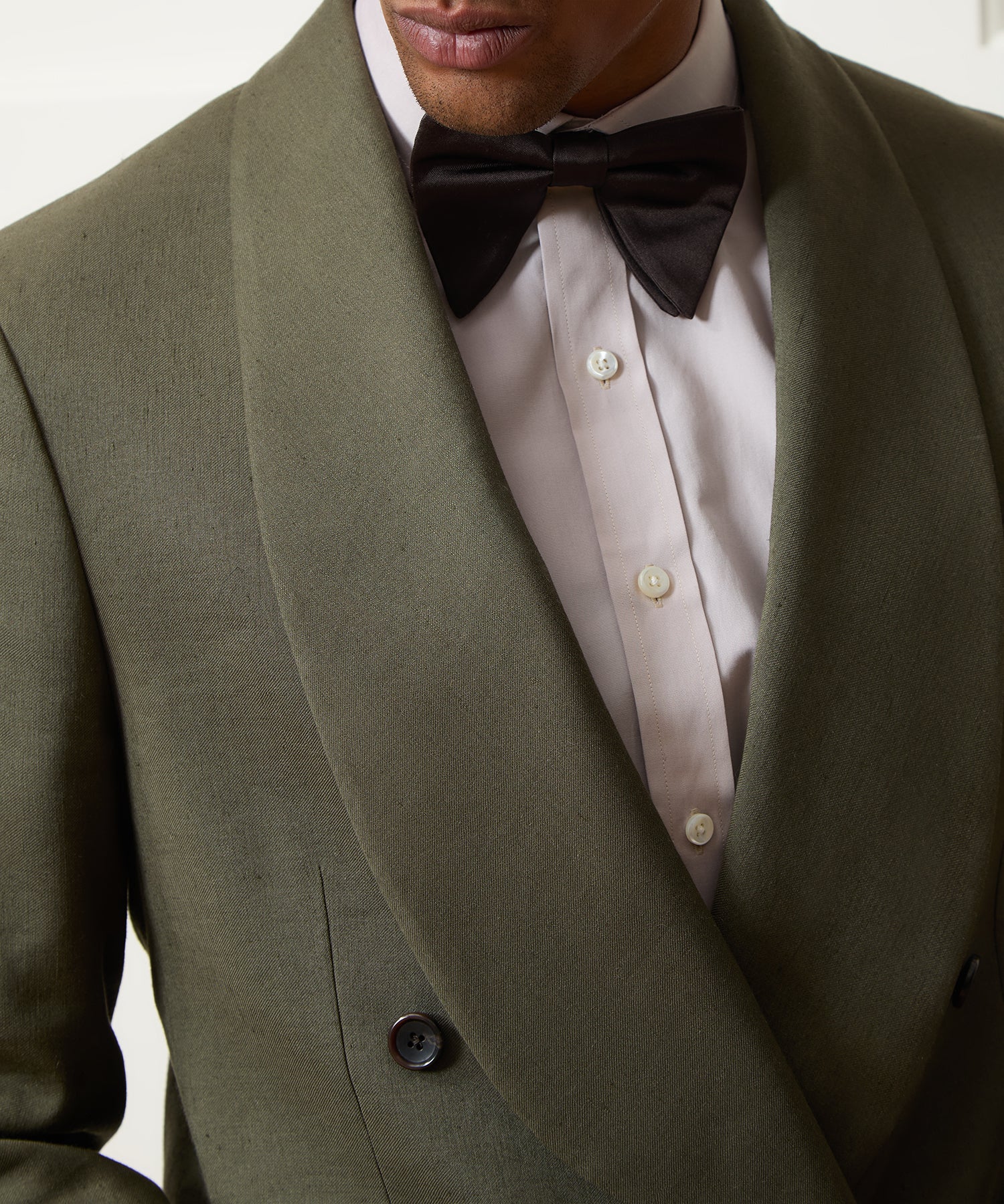 Italian Linen Mohair Double-Breasted Shawl Collar Jacket