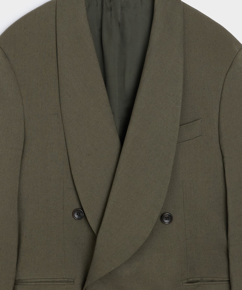 Italian Linen Mohair Double-Breasted Shawl Collar Jacket