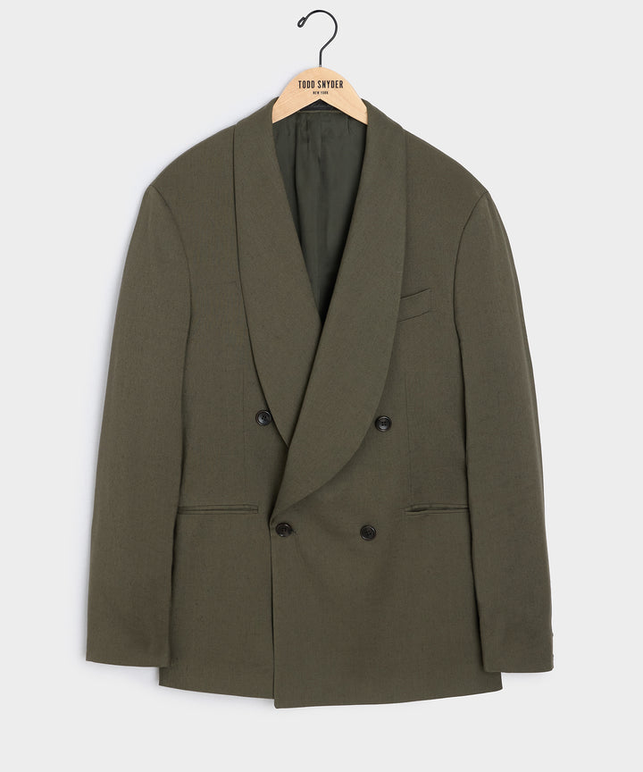 Italian Linen Mohair Double-Breasted Shawl Collar Jacket