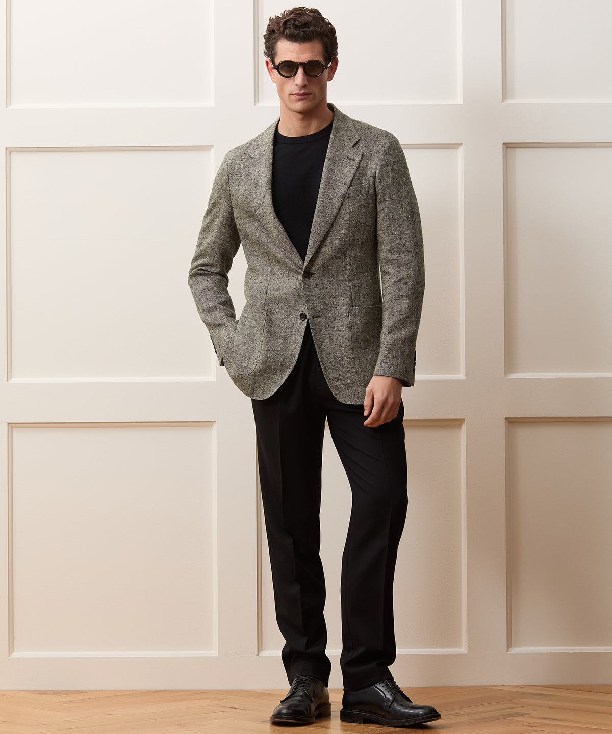 grey mens dress coat Men's Italian Silk-Linen Donegal Sport in Grey, Size 42L prom dresses pink