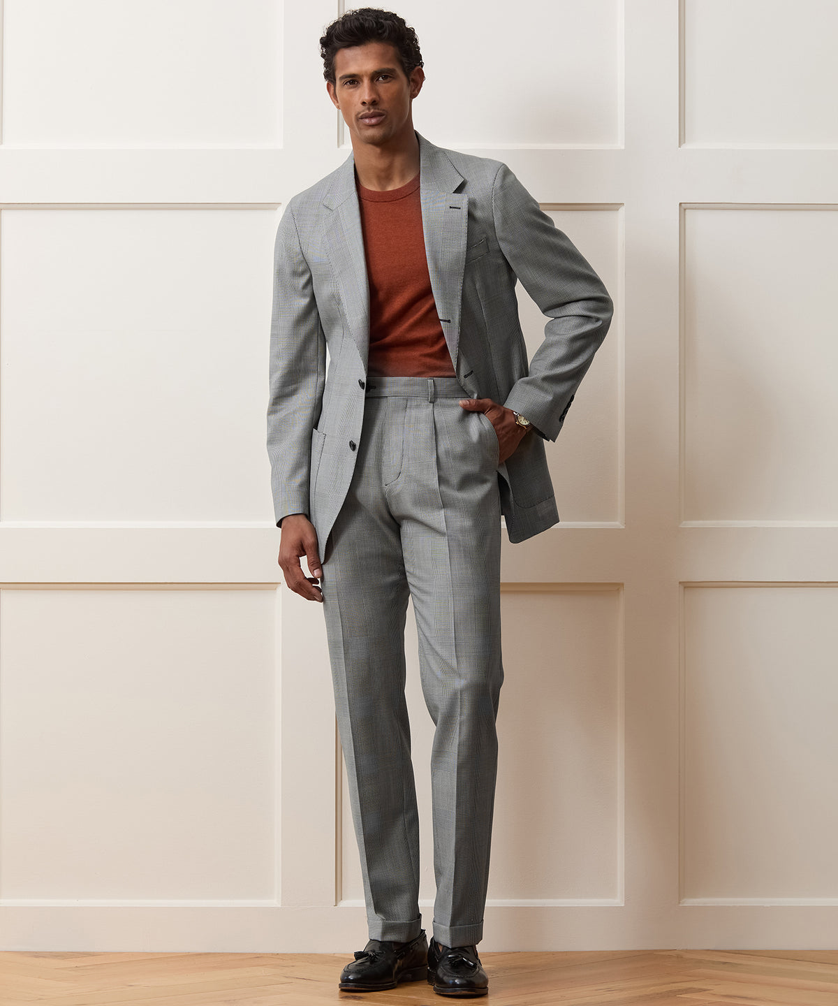 Italian Wool Glen Plaid Madison Trouser
