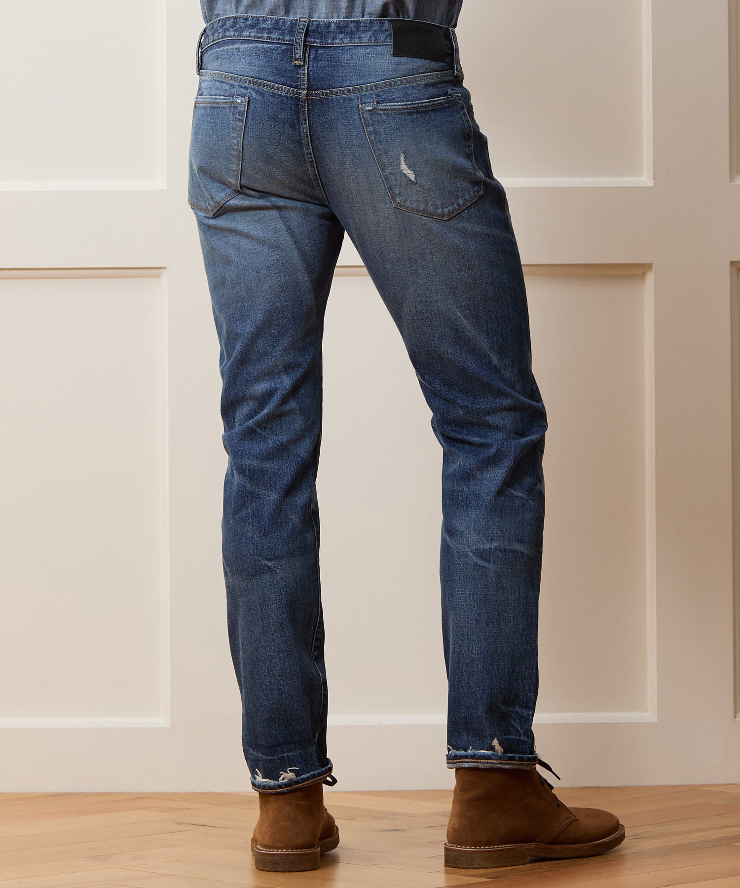 Slim Japanese Selvedge Stretch Jean in Distressed Wash – Todd Snyder