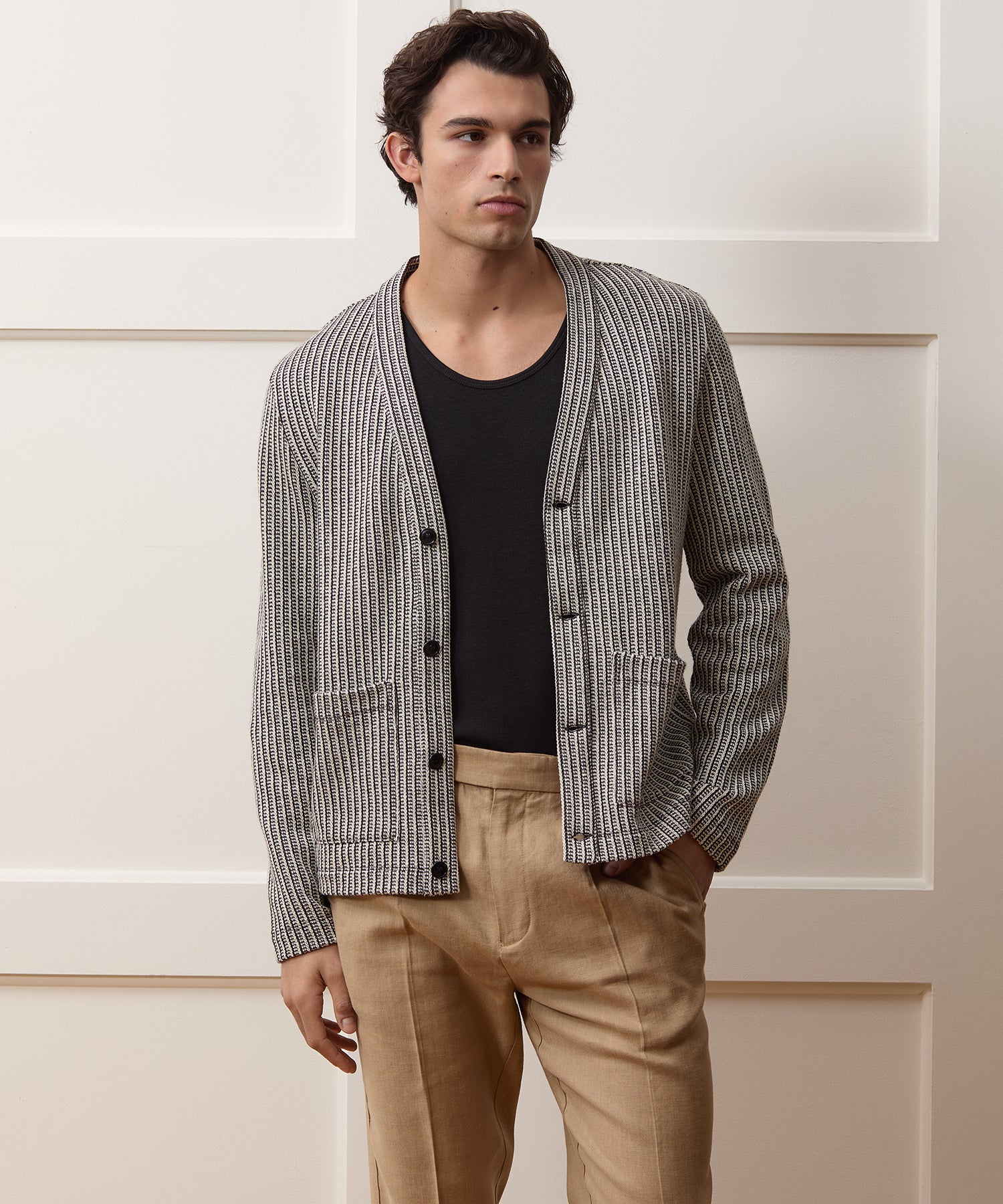 Ribbed Cotton Cardigan in Black – Todd Snyder