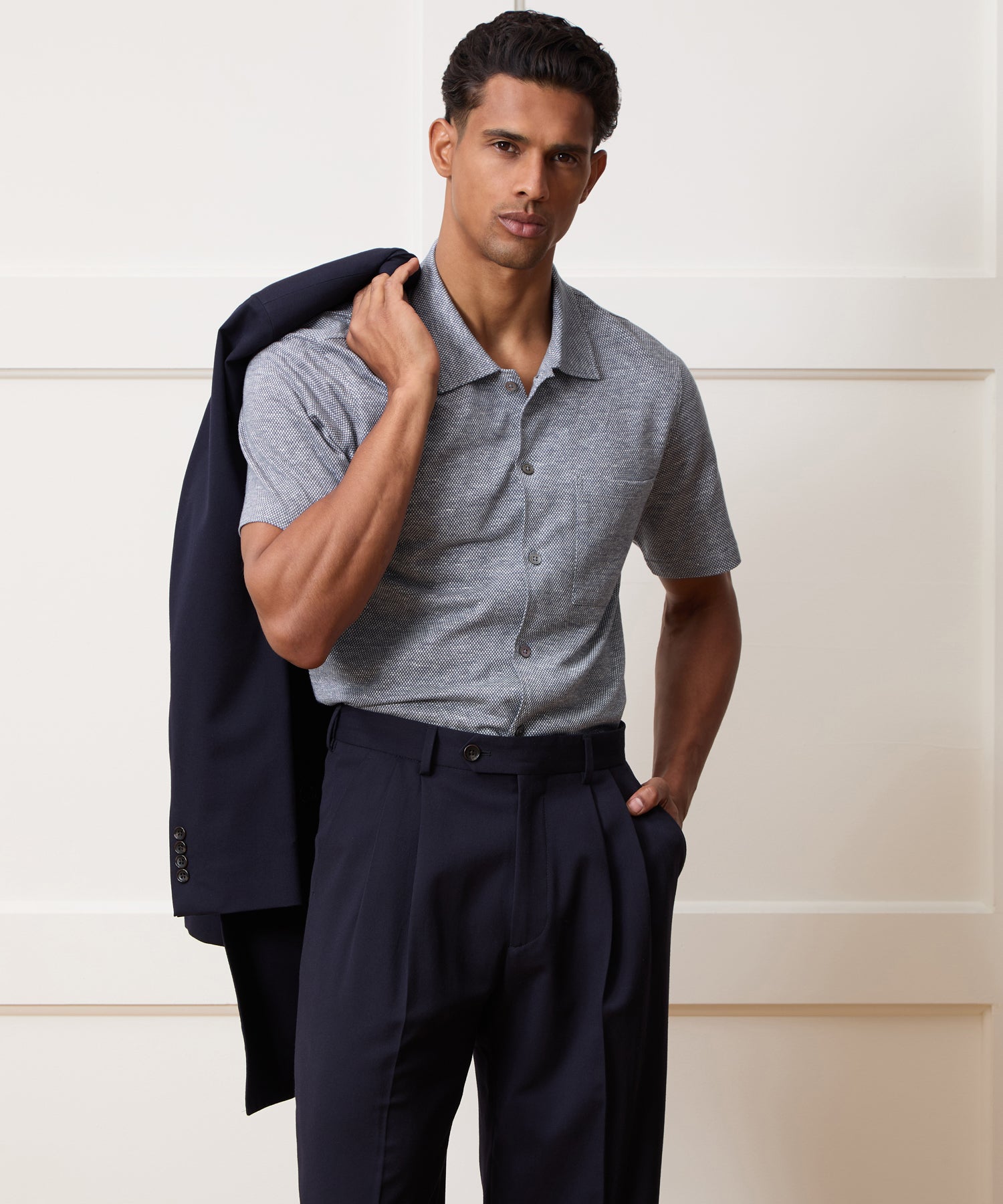 Cotton Jacquard Shirt in Navy – Todd Snyder