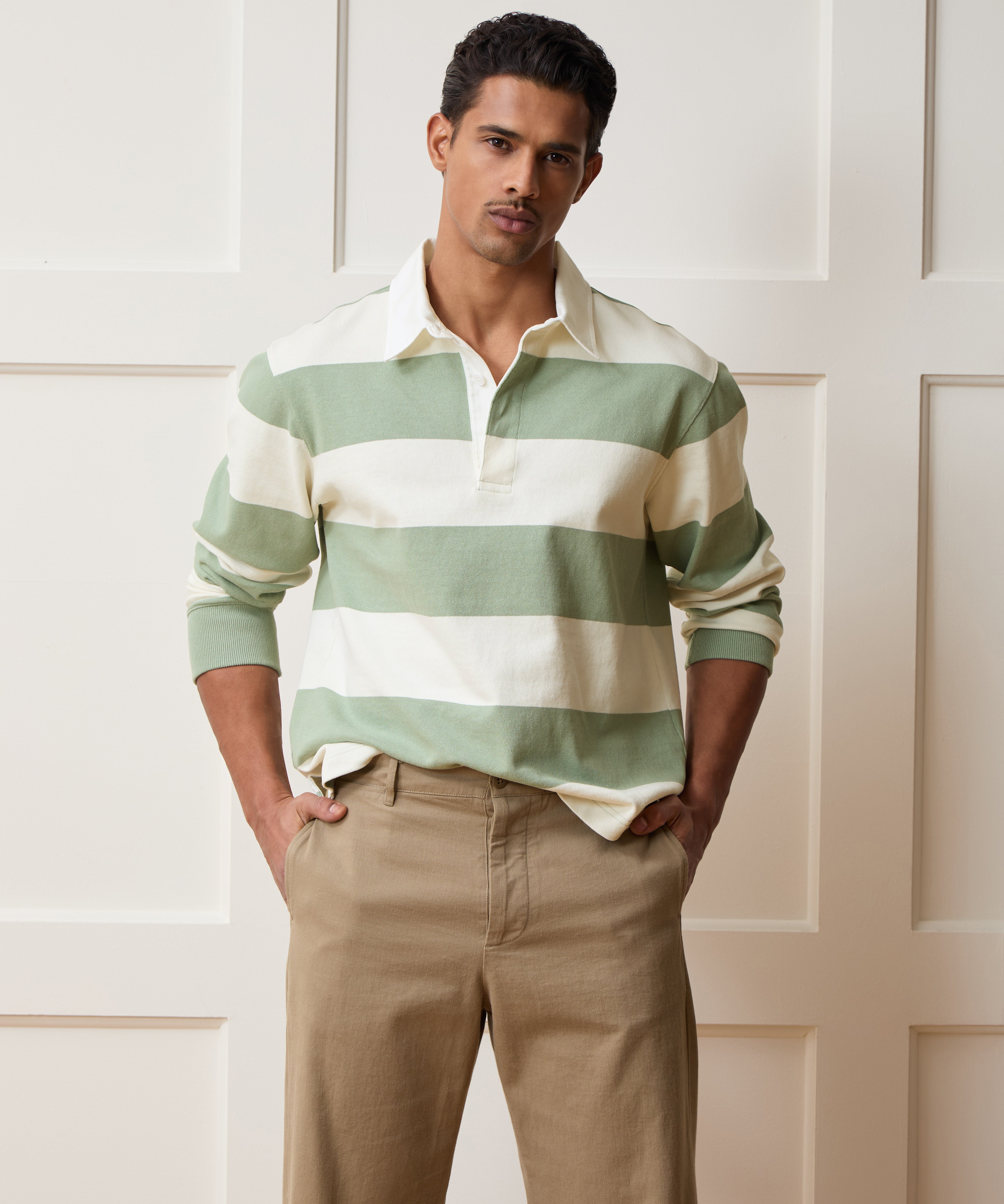 Striped Rugby Shirt in Faded Jade Stripe – Todd Snyder
