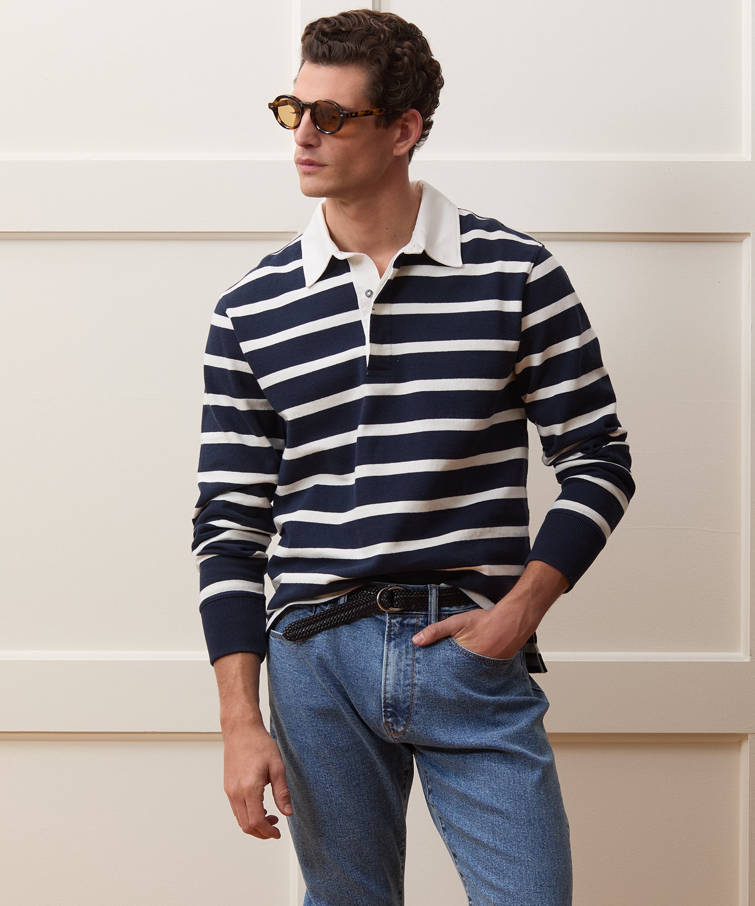 Striped Rugby Shirt in Navy Stripe – Todd Snyder