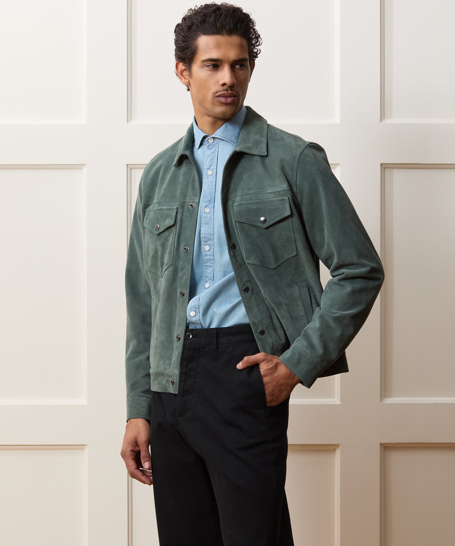 Italian Suede Dylan Jacket in Aloe – Todd Snyder