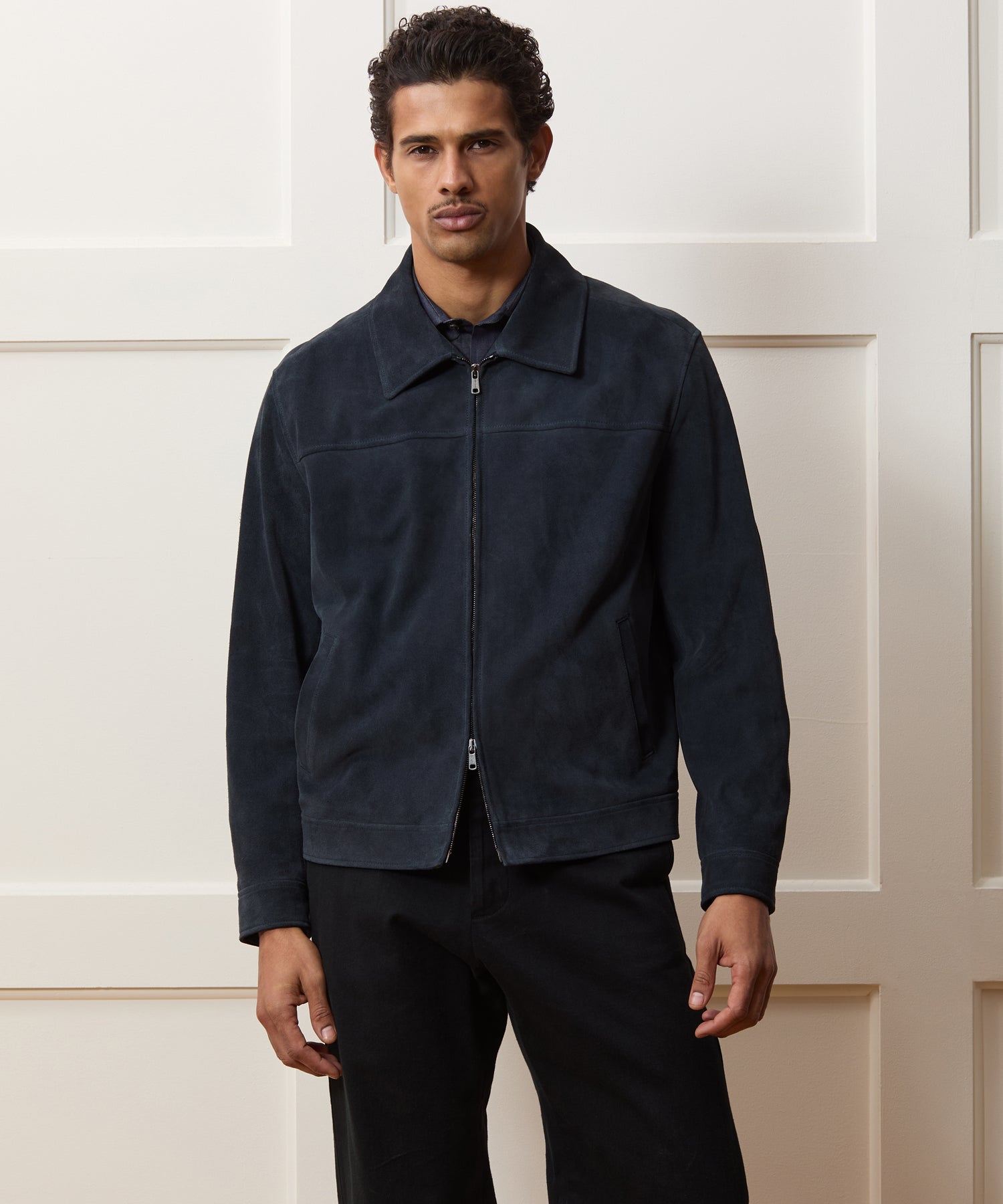 Italian Suede Driving Jacket in Classic Navy – Todd Snyder