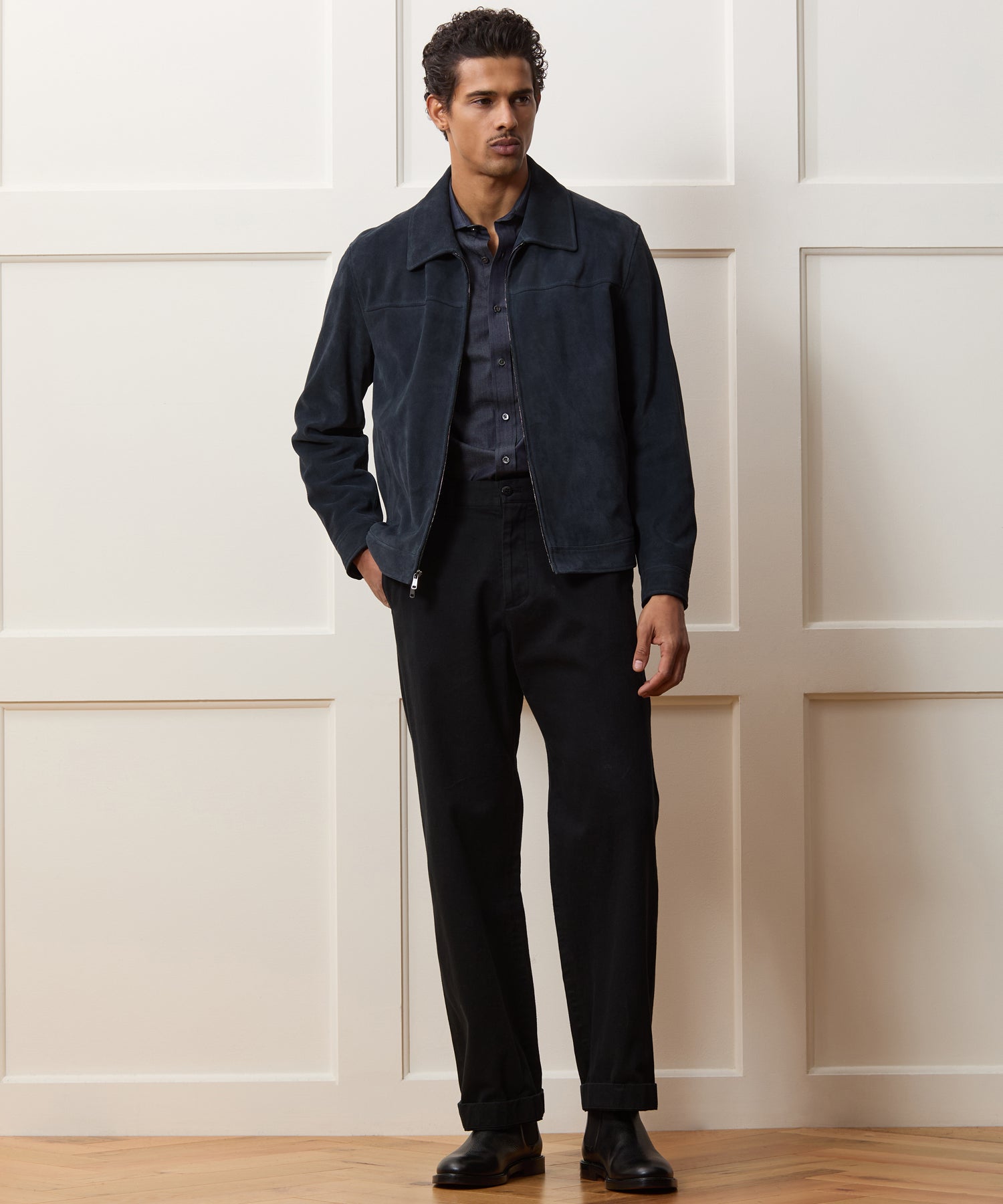 Italian Suede Driving Jacket in Classic Navy – Todd Snyder