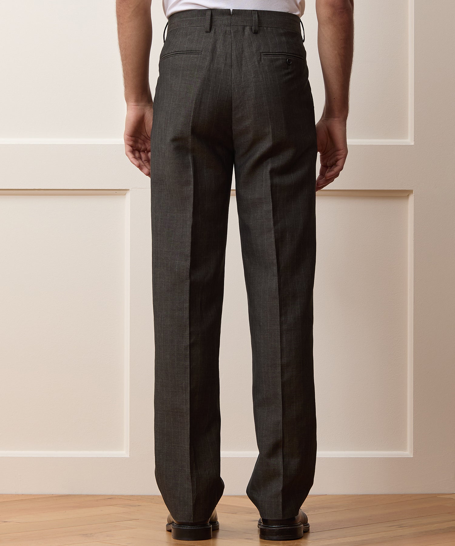 Italian Wool-Linen Pinstripe Wythe Trouser in Brown Stripe – Todd