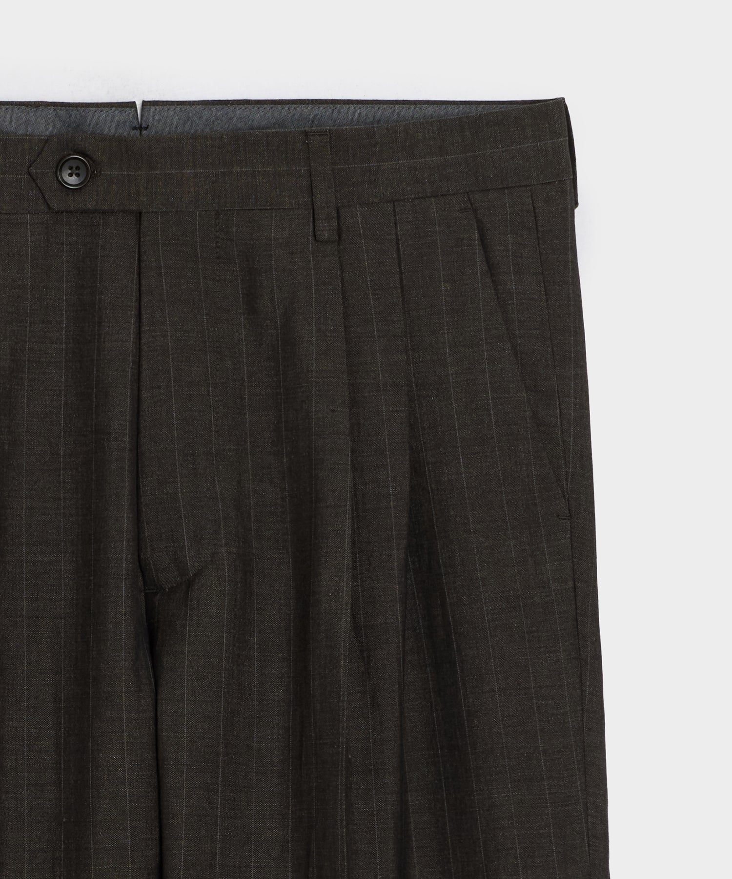 Italian Wool-Linen Pinstripe Wythe Trouser in Brown Stripe – Todd