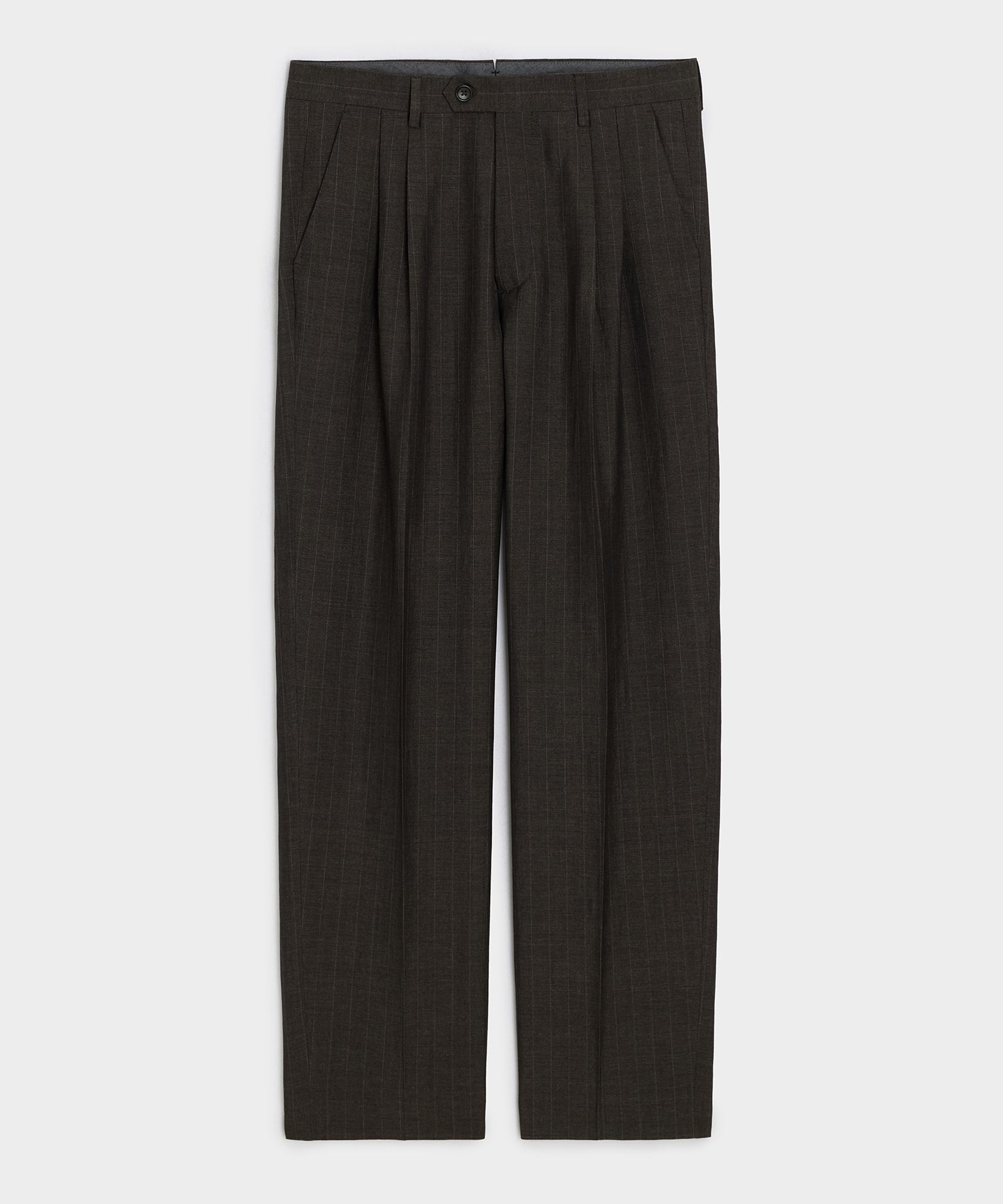 Italian Wool-Linen Pinstripe Wythe Trouser in Brown Stripe – Todd
