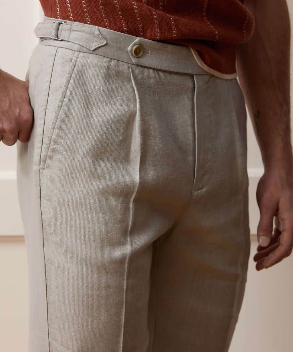 Italian Linen Side Tab Trouser